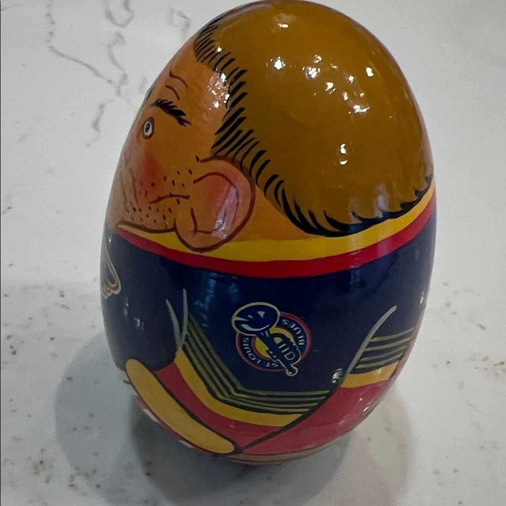 NHL St. Louis Blues STAN'KA Russian Wooden hand-painted Rocking Vintage doll - Picture 8 of 9